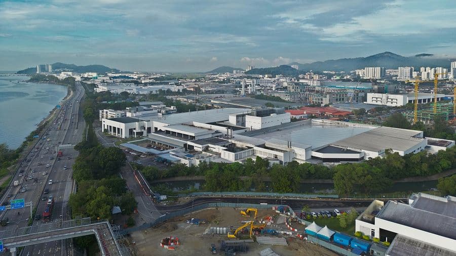 Aerial view of factories in the Bayan Lepas Free Industrial Zone, Penang