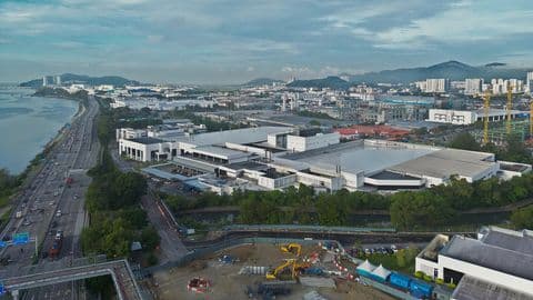 Aerial view of factories in the Bayan Lepas Free Industrial Zone, Penang